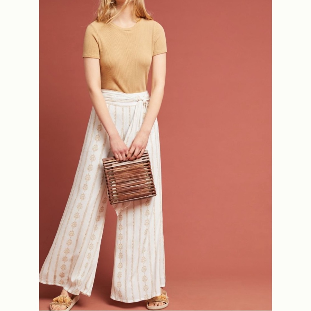 Anthropologie Farm Rio Everly Tie Front Pants - Picture 1 of 5